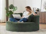 Compressible Corduroy Round Chair with Cushioned Backrest - Modern Comfort Seating for Living W2339P323618
