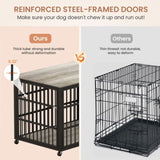 Furniture style dog crate wrought iron frame door with side openings, Grey, 43.3''W x 29.9''D x W1162119832