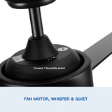 52" Integrated LED Light Matte Black Blade Ceiling Fan with Remote Control with 4 blades W1367P228998
