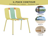 Summer - 4-Pack Modern Striped Color Block Chairs Indoor/Outdoor PP Plastic Seat & Sturdy Metal W3450P447384