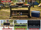 Portable Outdoor Grill Table Cart, Foldable Grill Cart with Wheels, Food Prep Table with Bottle 95490425