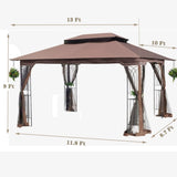 ZNTS 13x10 Outdoor Patio Gazebo Canopy Tent With Ventilated Double Roof And Mosquito Net 16087130