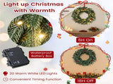 24" Pre-Lit Christmas Wreath - 20 Warm White LEDsPine ConesRed Berries 83366207