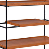 Honey Oak and Black 6-Shelf Bookshelf B062P209197
