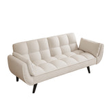 57 inch beige sofa soft two armrests throw pillow pillow comfortable fit apartment bedroom small W1658135109