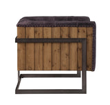 Antique Ebony and Rustic Oak Tufted Accent Chair B062P209163