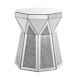 Drum style coffee table with mirror crystal inlay, polygonal silver decorative table, modern design W1005P190409