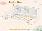 Twin Size Wood Single Bed with Large Multi-compartment Storage Headboard Bookshelf, Simple W5767P546865