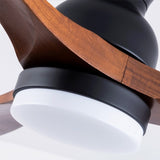 Hot sales 52 Inch Modern Black Fans With Lights, 3 Color Dimmable LED, 3 Solide Wood Blades W2991P338636