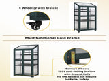 TOPMAX 62inch Height Wood Large Greenhouse Balcony Portable Cold Frame with Wheels and Adjustable N717P221494F