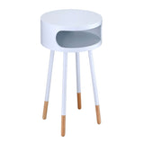 White and Natural Round 1-shelf End Table B062P181426