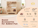 Kids Wooden Play Kitchen with Realistic Lights & Sounds, Pretend Ice Maker & Accessories for 41770514