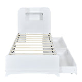 ZNTS Twin Size Storage Platform Bed Frame with with Two Drawers and Light Strip Design in Headboard,White WF313513AAK