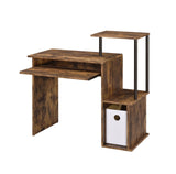 Weathered Oak and Black Computer Desk with Keyboard Tray B062P184565