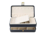 2 Layer Jewelry Box PU Leather Jewelry Organizer Case with Drawer Blue 54623240