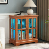 LED Curio Display Cabinet,Antique Display Cabinet with Adjustable Shelves,Retro Design Quality W2275P292660
