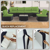 Cushion Covers for 7 Pcs Wicker Rattan Sectional Sofa, 14Pack Cushion Slipcovers Set 21488842