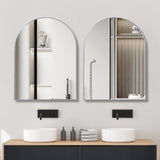 30x40 Inch Silver Metal Framed Arched Bathrrom Mirror for Wall. W2203P310337