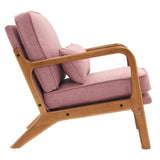 ZNTS Oak Armrest Oak Upholstered Single Lounge Chair Indoor Lounge Chair Pink 54837956