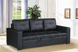 ZNTS Sectional Sofa Pull out Bed Living Room Couch Black Faux Leather Tufted Convertible Sofa HS00F6530-ID-AHD