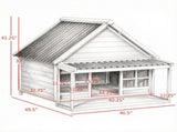 Wooden Dog House with Porch, Outdoor Weatherproof Dog House with Tilt Roof, Front Door and Windows, 63944571