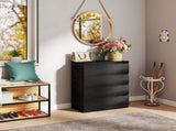 4 Drawer Dresser,Modern Storage Chest of Drawers,31.5In Black Dresser for Closet with Handle-Free W3151P288870