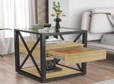 1 piece Modern End Table with Drawer - Nightstand for Bedroom & Living Room, Natural Wood MDF & W241P246913