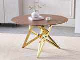 37Inch Round Dining Table, Small Round Kitchen Table With Golden Metal Legs, Suitable For 2 To 4 W3357P395498