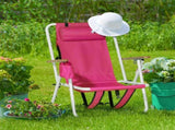 Folding Beach Chair, 4 Position Portable Backpack Foldable Camping Chair with Headrest Cup Holder 95078194
