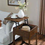 Mid Century Modern Lift Top Side Table, Small Rising End Table Couch Table with Storage Shelf, 93908854