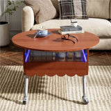 Round Lift-Top Coffee Table with Wheels, Metal Frame and Multi-Color Lighting in 27.6" GL-N735P231430N