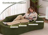 LY-048 Compression Curved Chaise Longue Chair Indoor, Modern Chenille Loveseat Couch with Deep Seat W2231P401728