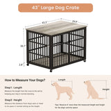 Furniture style dog crate wrought iron frame door with side openings, Grey, 43.3''W x 29.9''D x W1162119832