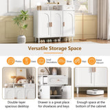ON-TREND Elegant Shoe Cabinet with Arched Doors and Drawer, Cream Style Storage Sideboard with WF321210AAK