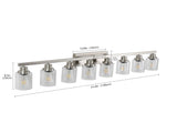Modern 8-Light Bathroom Vanity Light Fixture - Brushed Nickel Finish with Clear Glass Shades, W1340P206688