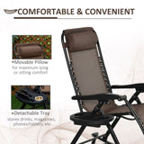 Outdoor Rocking Chairs, Foldable Reclining Zero Gravity Lounge Rocker w/ Pillow, Cup & Phone Holder, W2225142473