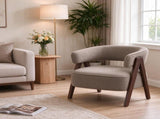 Upholstered Armchair with Wood Legs for Living Room 83853751