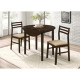 Cappuccino and Tan 3-piece Dining Set with Drop Leaf B062P145671