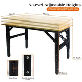 Metal Adjustable Worktable with Socket and Wooden Top W1102109607