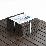 Patio Interlocking Deck Tiles, 12"x12" Square Composite Decking Tiles, Four Slat Plastic Outdoor W1859P181806