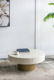 35x35x16" Unique Cream Capiz Coffee Table with Gold Pedestal Base W2078P154260