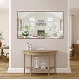 60*36" Oversized Modern Rectangle Bathroom Mirror with walnut Frame Decorative Large Wall Mirrors W708P297589