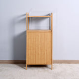 Bathroom Laundry Basket Bamboo Storage Basket with 2-tier Shelf 17.32 x 13 x 37.8 inch W40934117