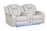 ZNTS Benz LED & Power Reclining Loveseat Made With Faux Leather in Ice 659436352759