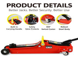 Floor Jack, 2 Ton Low Profile Floor Jack, Heav yDuty Steel Racing Floor Jack with Single Piston W1239115446
