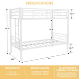 Twin Over Twin Metal Bunk Bed for Kids Boys Girls,Metal Structure Bedframe with Ladders & W1935P300320