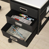 White adjustable drafting drawing table with stool and 3 drawers W34738470