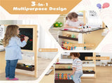 Kids Multifunctional Art Center with Double-Sided Easel, Wooden Art Table Bench Set for 3 Years, 46869410