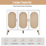 3-door vertical shoe cabinet particle board plastic rattan white frame original wood rattan 17034426