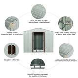 8ft x 4ft Outdoor Metal Storage Shed With window and metal foundation White W54071039